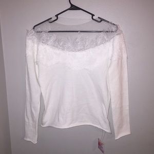 Chicwish long sleeve top with mesh lace detail